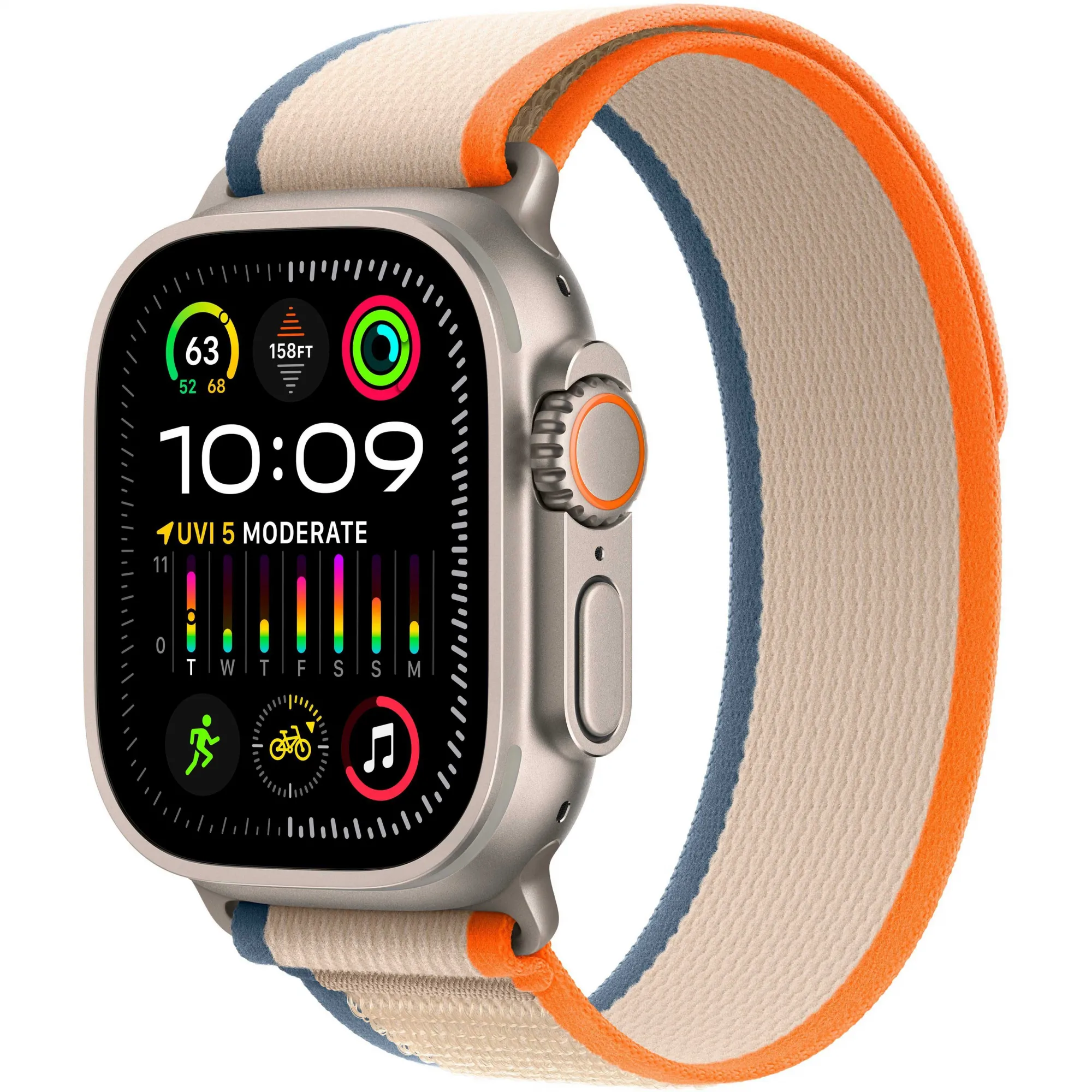 Apple Watch Ultra 2 49mm Titanium Case with Orange/Beige Trail Loop (M/L)