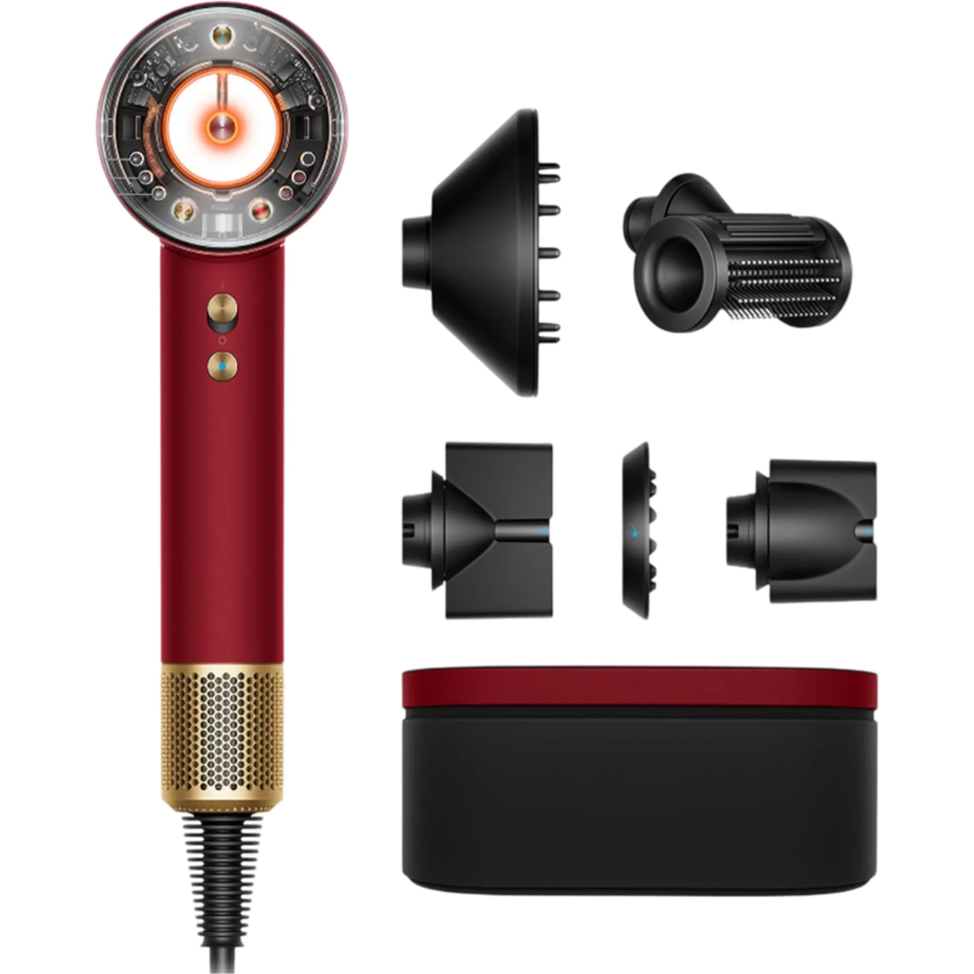 Фен для волосся Dyson Supersonic HD16 Nural Straight+Wavy (Velvet Red/Gold)