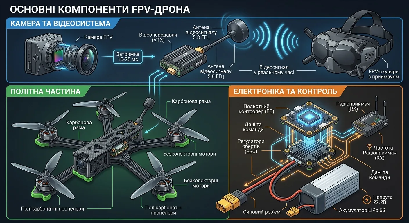 Основні компоненти FPV-дрона
