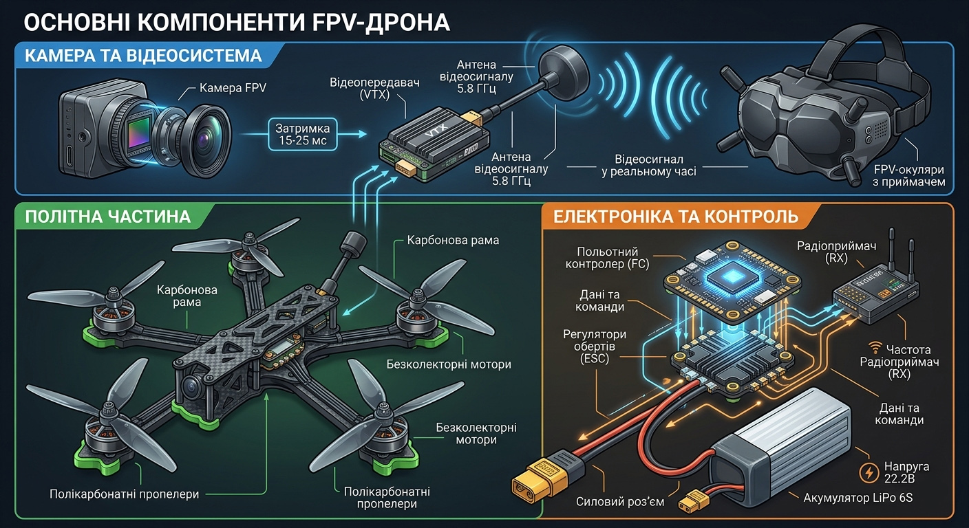 Основні компоненти FPV-дрона